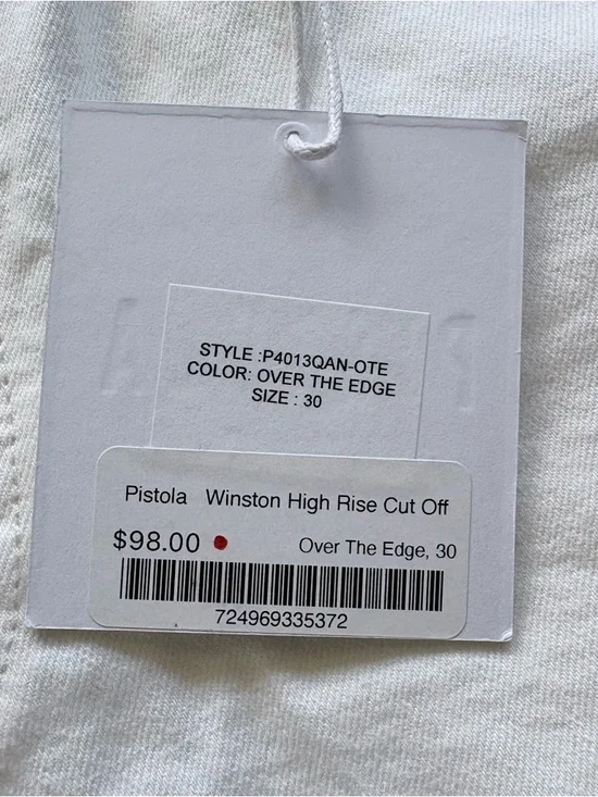 Pistola Winston High Rise Cut Off Shorts White Distressed NWT Size 30 - Picture 2 of 8